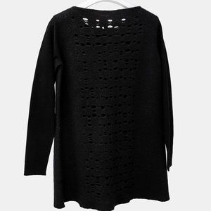 Sarah Pacini Black Weathered Wool Top